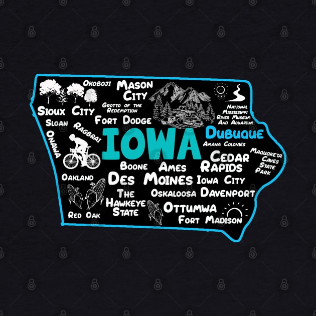 Dubuque Iowa Map Des Moines Cedar Rapids, Sioux City, Mason City, Boone, Ames, Davenport, Ottumwa, Fort Madison by BoogieCreates